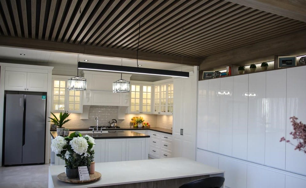 Simple Kitchen with Unique Ceiling — Askin Cabinets in Caloundra, QLD